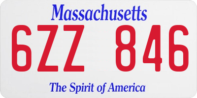 MA license plate 6ZZ846