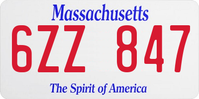 MA license plate 6ZZ847