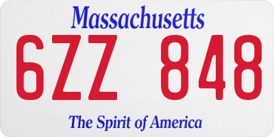 MA license plate 6ZZ848