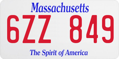 MA license plate 6ZZ849