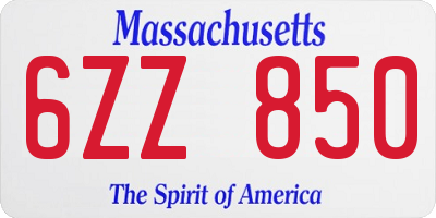 MA license plate 6ZZ850