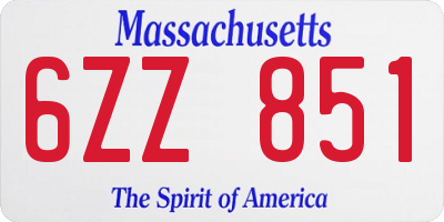 MA license plate 6ZZ851