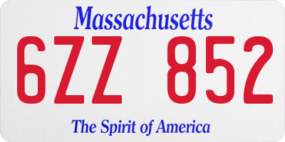 MA license plate 6ZZ852
