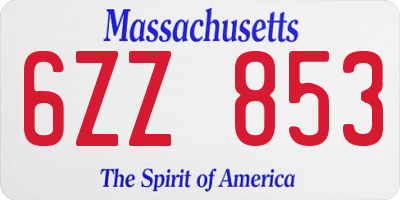 MA license plate 6ZZ853