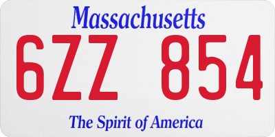 MA license plate 6ZZ854