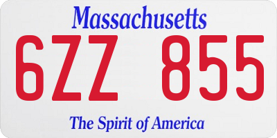 MA license plate 6ZZ855