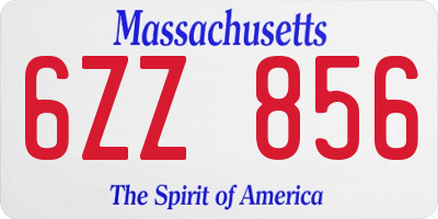MA license plate 6ZZ856