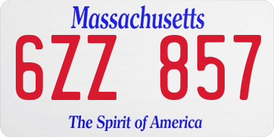 MA license plate 6ZZ857