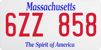 MA license plate 6ZZ858