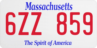 MA license plate 6ZZ859
