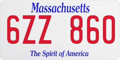 MA license plate 6ZZ860