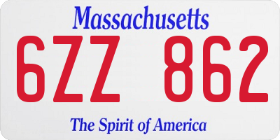 MA license plate 6ZZ862