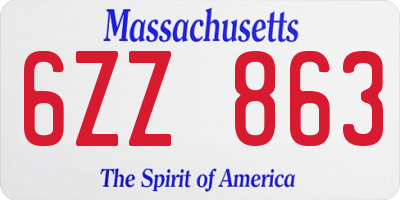 MA license plate 6ZZ863