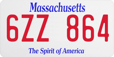 MA license plate 6ZZ864
