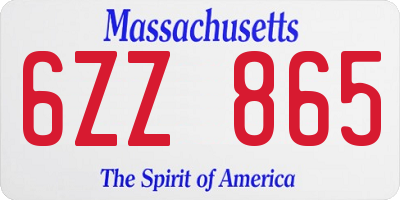 MA license plate 6ZZ865