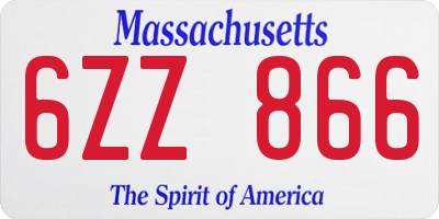 MA license plate 6ZZ866