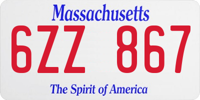 MA license plate 6ZZ867