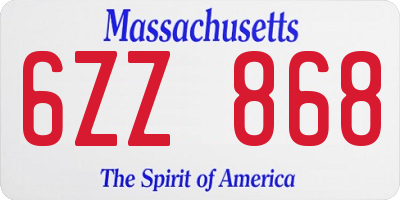 MA license plate 6ZZ868
