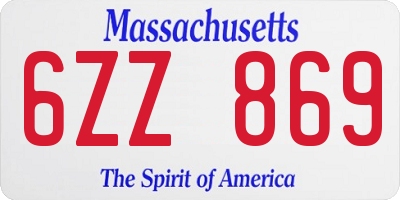 MA license plate 6ZZ869