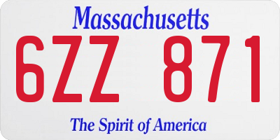 MA license plate 6ZZ871