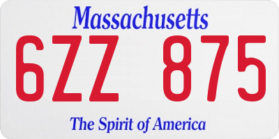 MA license plate 6ZZ875