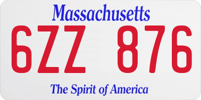 MA license plate 6ZZ876