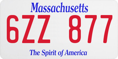 MA license plate 6ZZ877