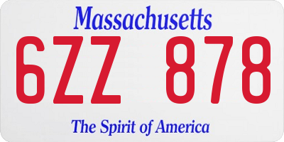 MA license plate 6ZZ878
