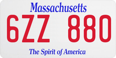 MA license plate 6ZZ880