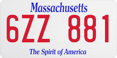 MA license plate 6ZZ881
