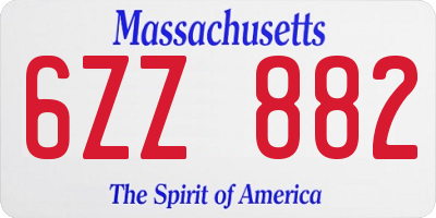 MA license plate 6ZZ882