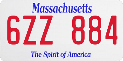 MA license plate 6ZZ884