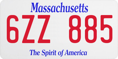 MA license plate 6ZZ885