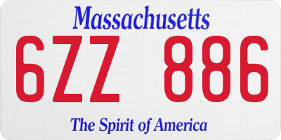 MA license plate 6ZZ886