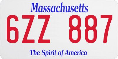 MA license plate 6ZZ887