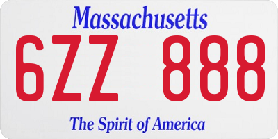 MA license plate 6ZZ888
