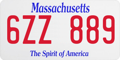 MA license plate 6ZZ889