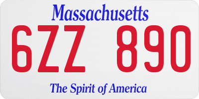 MA license plate 6ZZ890