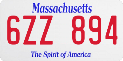 MA license plate 6ZZ894
