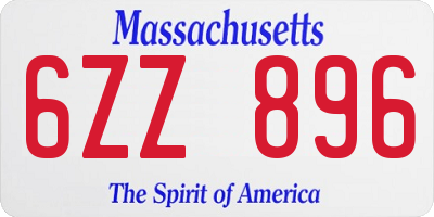 MA license plate 6ZZ896