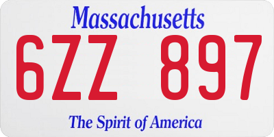 MA license plate 6ZZ897