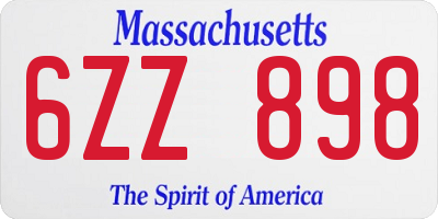 MA license plate 6ZZ898