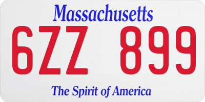 MA license plate 6ZZ899