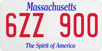 MA license plate 6ZZ900