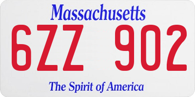 MA license plate 6ZZ902