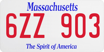 MA license plate 6ZZ903