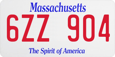 MA license plate 6ZZ904