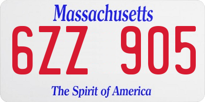 MA license plate 6ZZ905