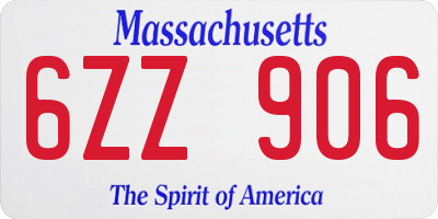 MA license plate 6ZZ906