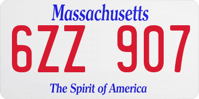 MA license plate 6ZZ907